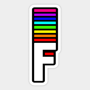 Rainbow Letter, F Sticker